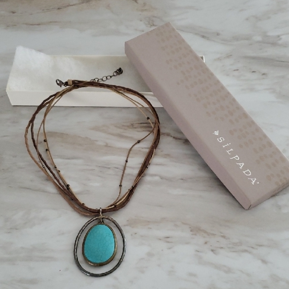 Silpada Blue and Brown Turquoise Pendant Necklace